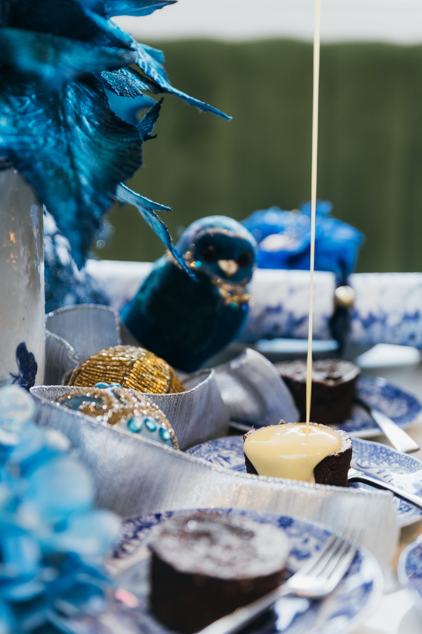 Individual Christmas Plum Pudding with Brandy Custard