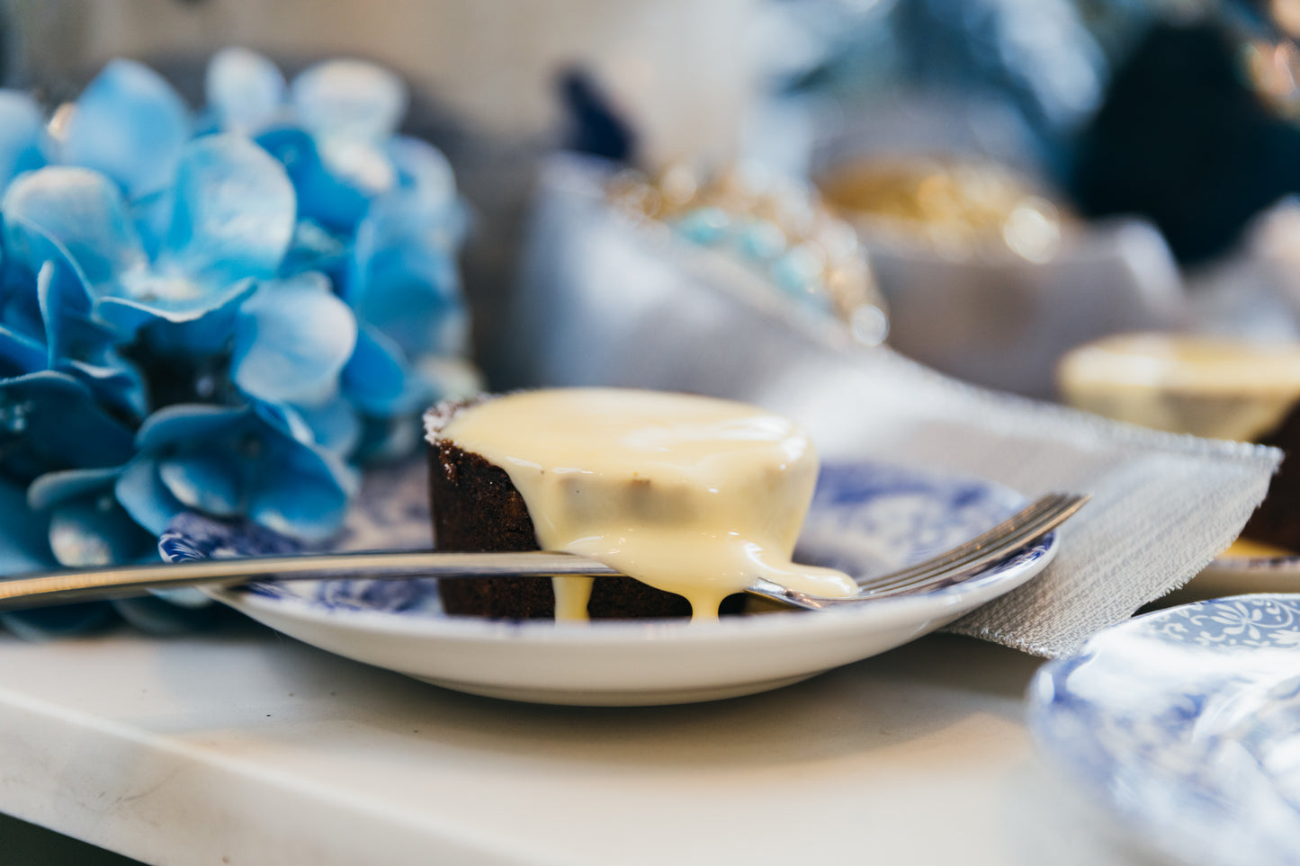 Individual Christmas Plum Pudding with Brandy Custard